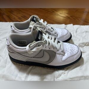 Nike Dunk Low- Womens- Size 7-White Neutral Gray- [317813-101]- Leather-Sneakers